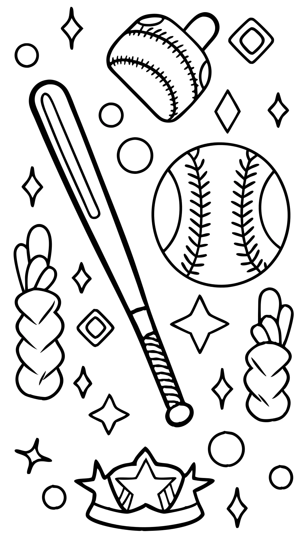 coloring page of a baseball bat